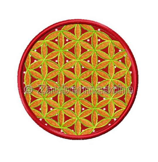 Blume des Lebens 10x10 6 Eck, gestickt Appli