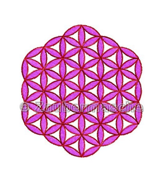 Blume des Lebens 10x10 6 Eck, gestickt ohne Rand