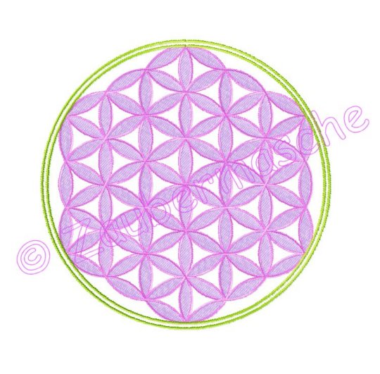 Blume des Lebens 13x13 6 Eck, gestickt