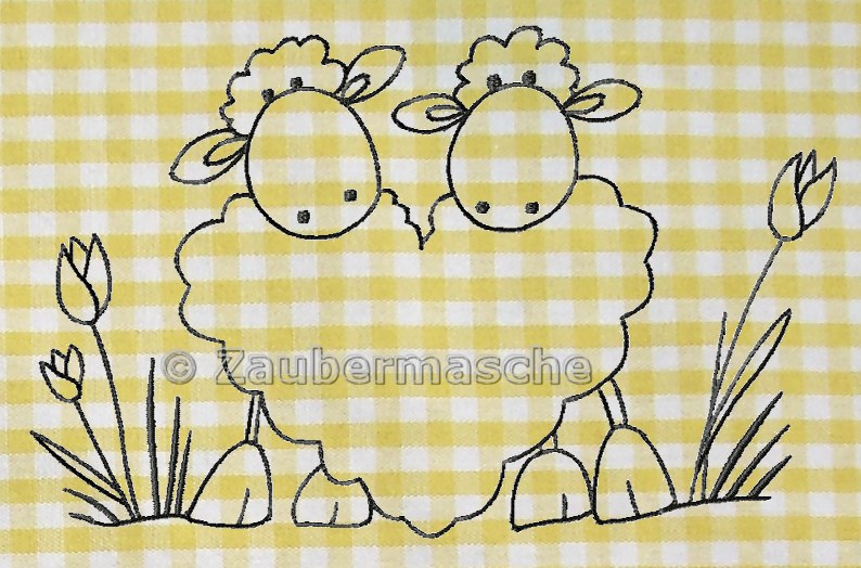 Schaf in Love auf Stoff