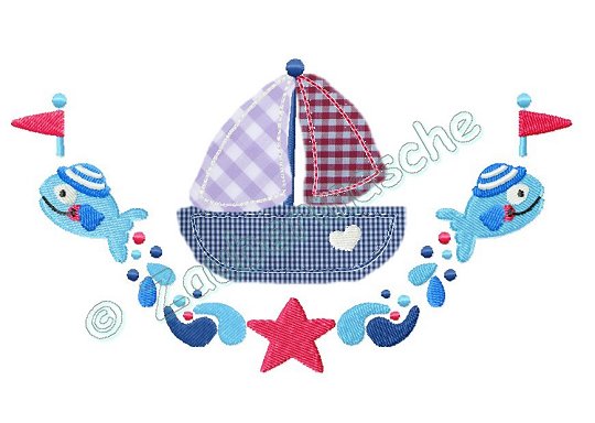 Seegelboot-Ornament, Fransenappli